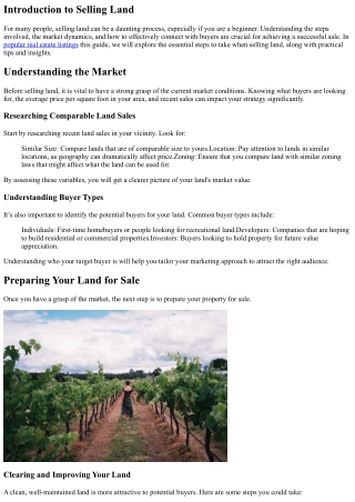 Selling Land for Beginners: A Step-by-Step Guide