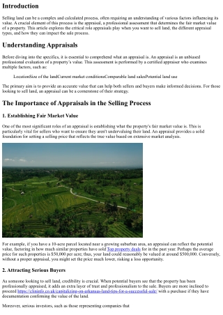 The Role of Appraisals in Selling Land