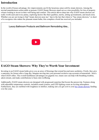 EAGO Steam Showers: Why They're Worth Your Investment
