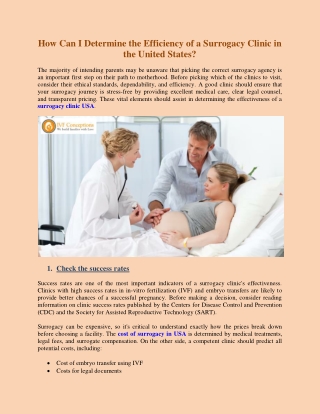 How Can I Determine the Efficiency of a Surrogacy Clinic in the United States
