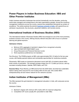 Power Players in Indian Business Education_ IIBS and Other Premier Institutes