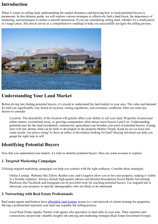 The Ultimate Guide to Finding a Land Buyer