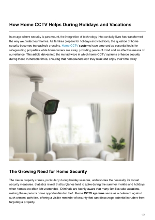 How Home CCTV Helps During Holidays and Vacations
