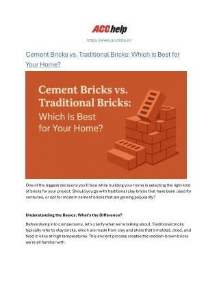 Cement Bricks vs. Traditional Bricks: Which is Best for Your Home?