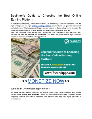 Beginner’s Guide to Choosing the Best Online Earning Platform