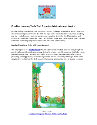 Creative Shapes- Lined Notepads