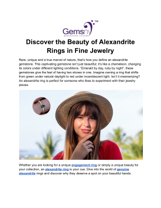 Discover the Beauty of Alexandrite Rings in Fine Jewelry