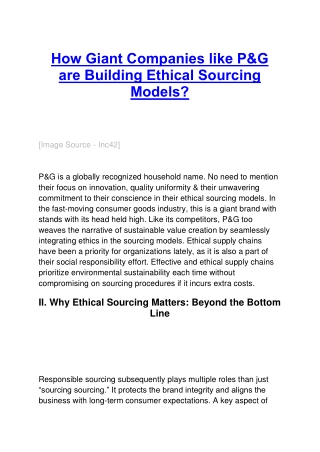 How Giant Companies like P&G are Building Ethical Sourcing Models