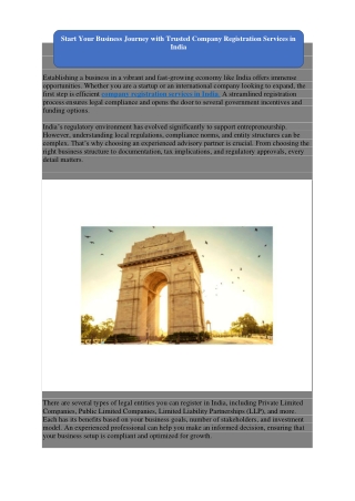 Start Your Business Journey with Trusted Company Registration Services in  India