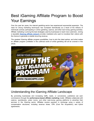 Best iGaming Affiliate Program to Boost Your Earnings