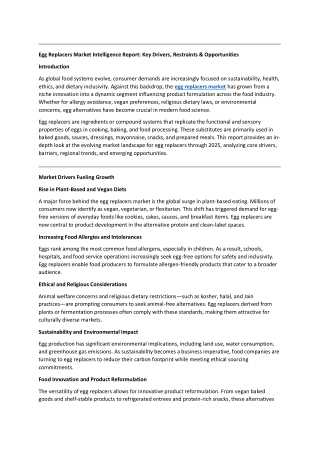 egg replacers market intelligence report