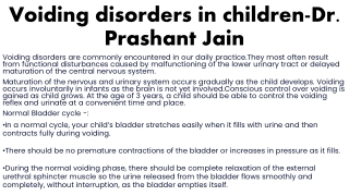 voiding disorders in children dr prashant jain