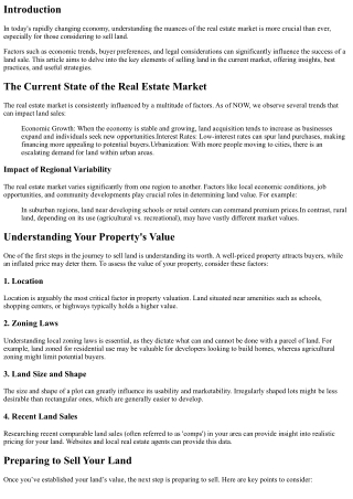 Understanding the Market: Selling Land in Today's Economy