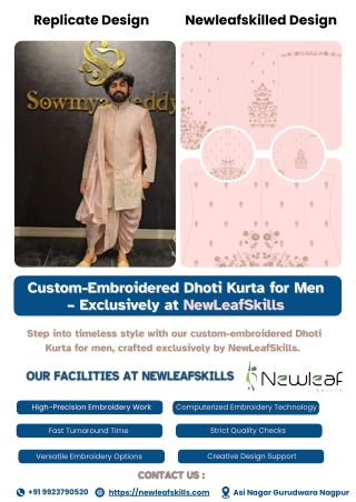 Custom-Embroidered Dhoti Kurta for Men – Exclusively at NewLeafSkills
