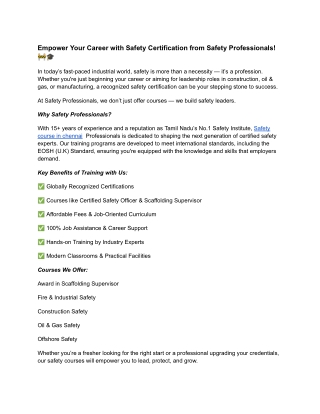 Empower Your Career with Safety Certification from Safety Professionals (1)