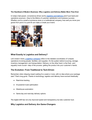 The Heartbeat of Modern Business_ Why Logistics and Delivery Matter More Than Ever