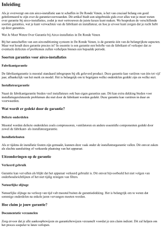 Wat Je Moet Weten Over Garantie bij Airco-installaties in De Ronde Venen
