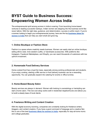 BYST Guide to Business Success Empowering Women Across India