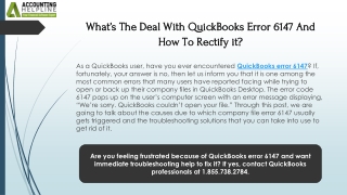 Effortless Fixes For QuickBooks Error 6147