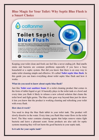 Toilet septic blue flush