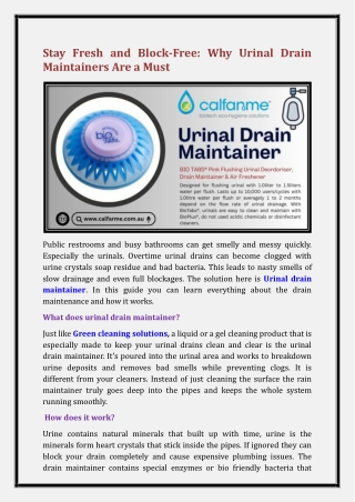 Urinal drain maintainer