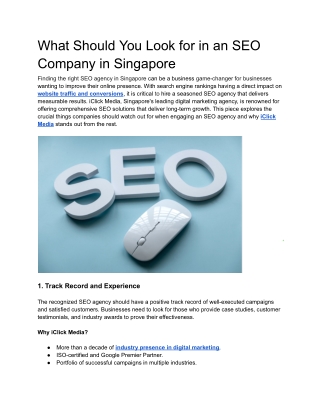 What Should You Look for in an SEO Company in Singapore