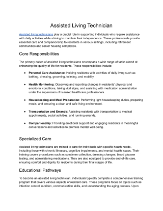 Assisted Living Technician