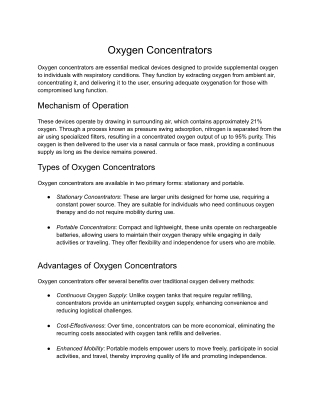 Oxygen Concentrators