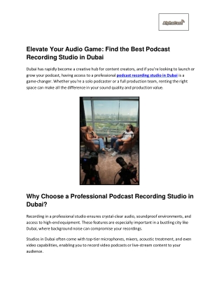 Elevate Your Audio Game_ Find the Best Podcast Recording Studio in Dubai
