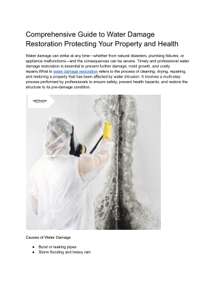 Comprehensive Guide to Water Damage Restoration Protecting Your Property and Health