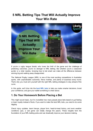 5 NRL Betting Tips That Will Actually Improve Your Win Rate