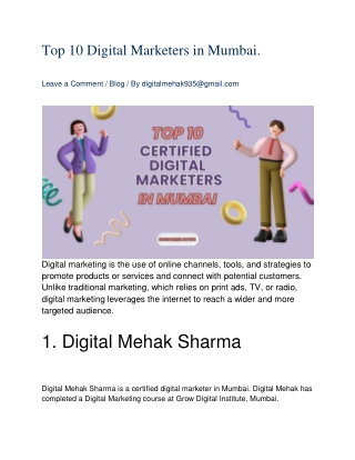 Digital Mehak Sharma Certified Digital Marketer in Mumbai