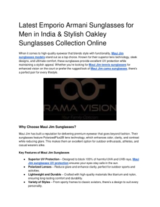 Latest Emporio Armani Sunglasses for Men in India & Stylish Oakley Sunglasses Collection Online