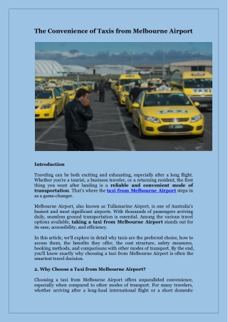 The Convenience of Taxis from Melbourne Airport
