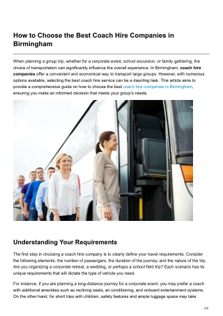 How to Choose the Best Coach Hire Companies in Birmingham