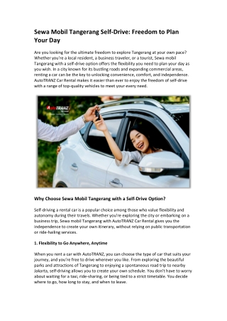 Sewa mobil Tangerang Self-Drive Freedom to Plan Your Day