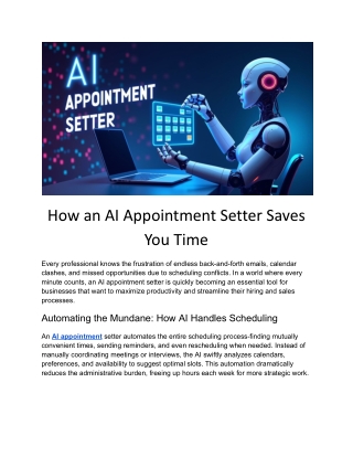 How an AI Appointment Setter Saves You Time