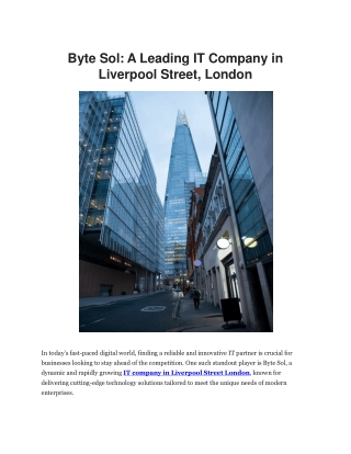 Trusted IT Company in Liverpool Street London UK – Byte Sol