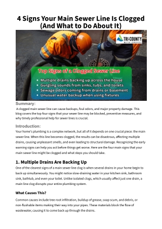 4 signs your main sewer line is clogged and what