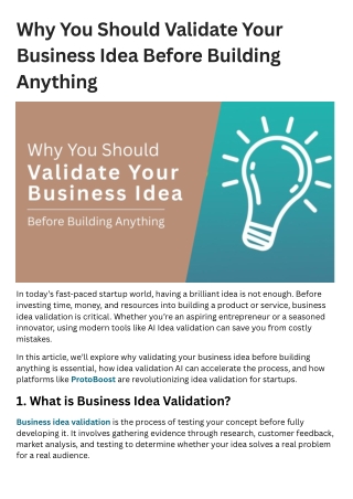 Why You Should Validate Your Business Idea Before Building Anything