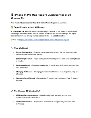 iPhone 14 Pro Max Repair | Quick Service - 30 Minutes Fix