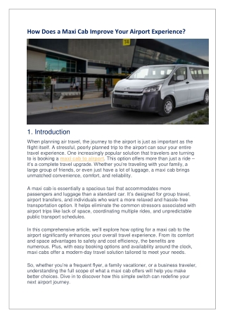 How Does a Maxi Cab Improve Your Airport Experience