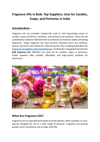 Fragrance Oils in Bulk: Top Suppliers, Uses for Candles, Soaps, and Perfumes