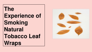 The Experience of Smoking Natural Tobacco Leaf Wraps