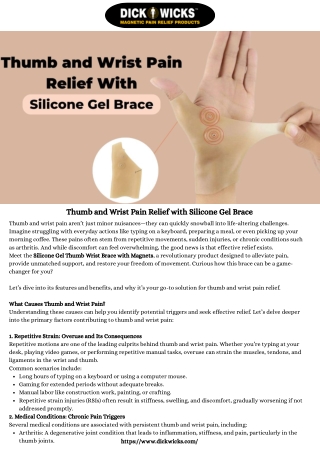 Thumb and Wrist Pain Relief with Silicone Gel Brace