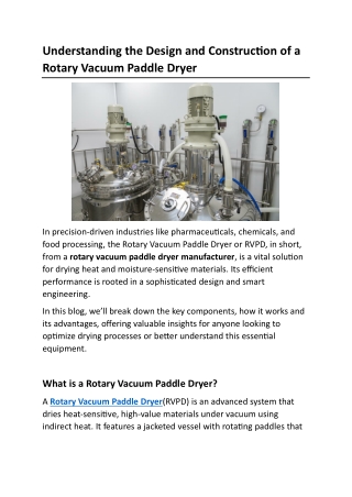 Understanding the Design and Construction of a Rotary Vacuum Paddle