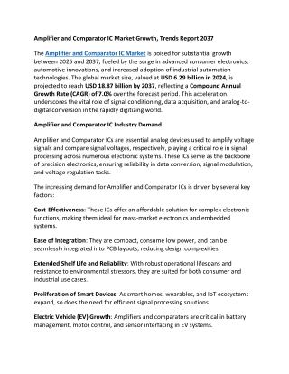 Amplifier and Comparator IC Market Growth, Trends Report 2037