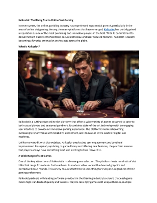 Exploring Tournaments and Competitions on Website Kaikoslot