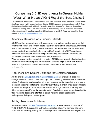 Comparing 3 BHK Apartments in Greater Noida West_ What Makes AIGIN Royal the Best Choice