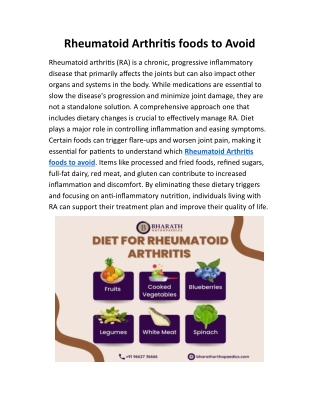 Rheumatoid Arthritis foods to Avoid